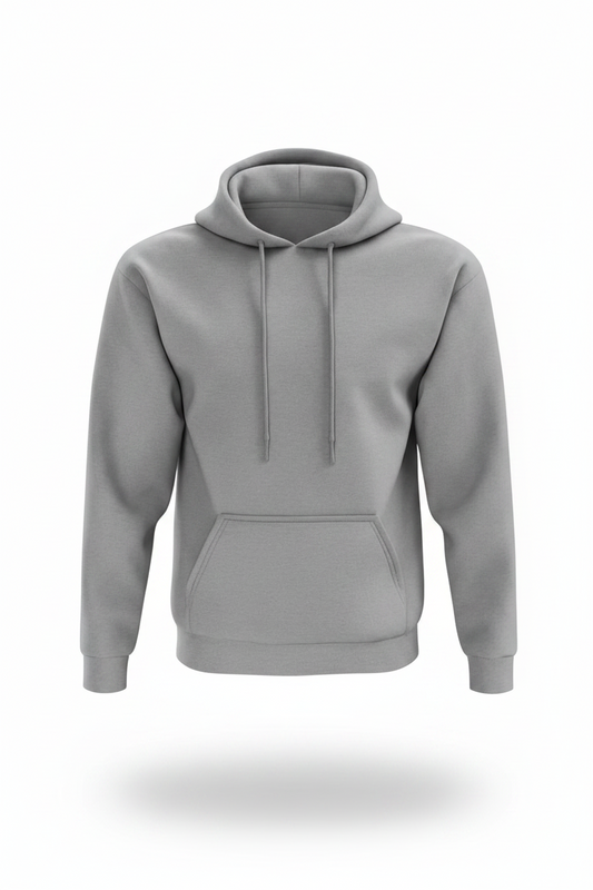 Grey custom hoodie with logo embroidery for business and corporate teams