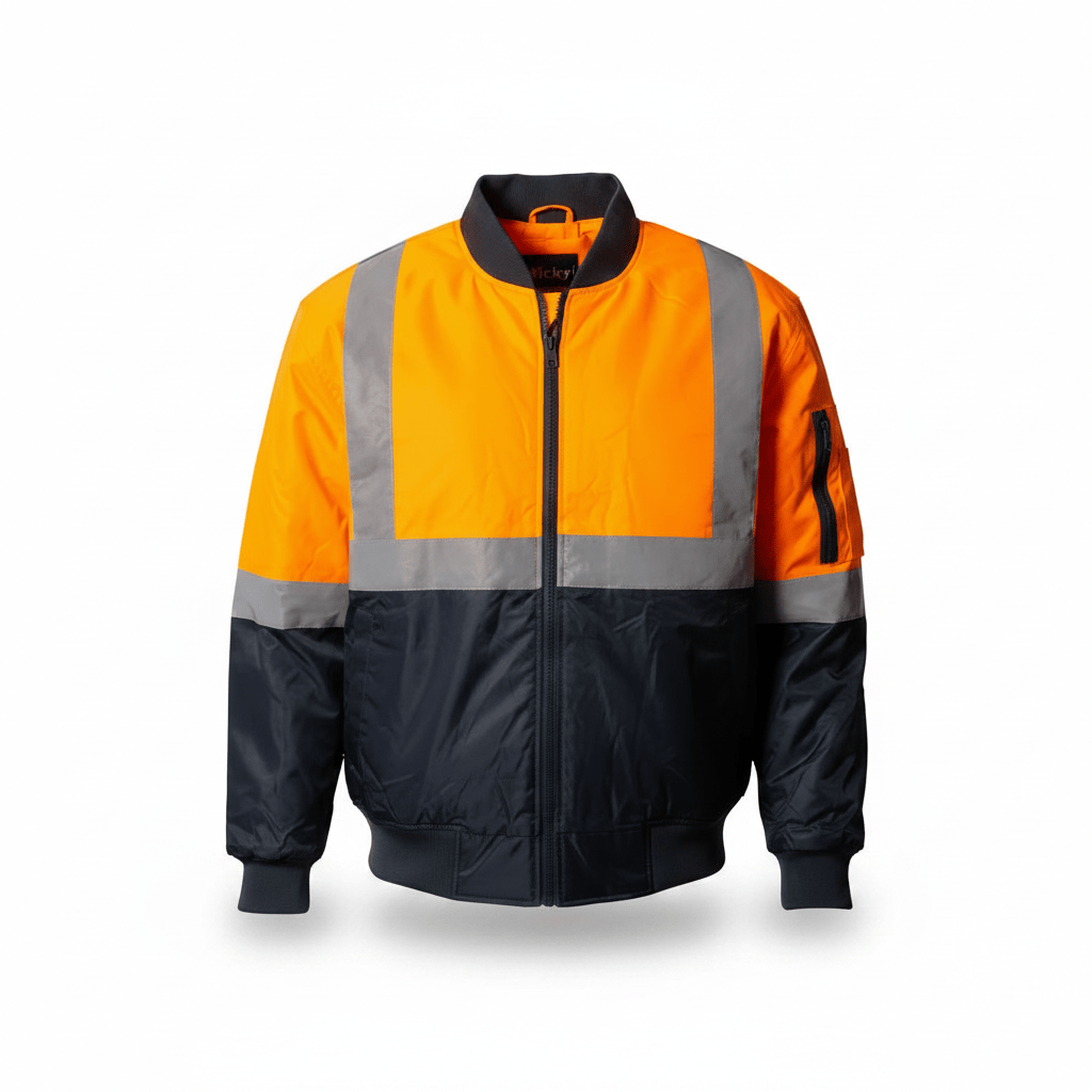 Custom hi-vis bomber jacket for safety workwear and construction crews
