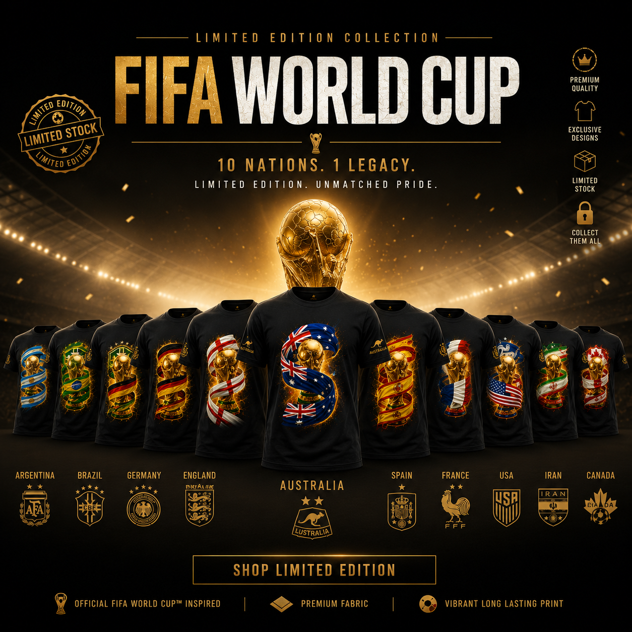 Limited edition FIFA World Cup 2026 graphic tees and hoodies