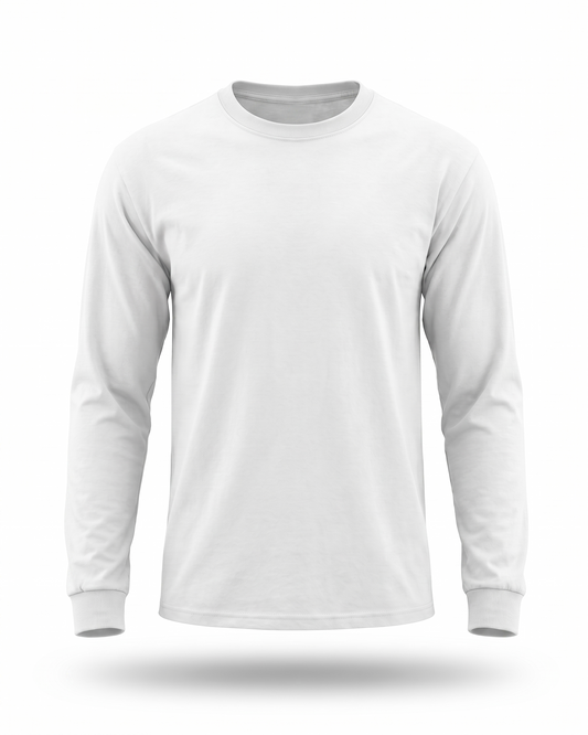 Custom long sleeve tee with logo print for corporate and trade team uniforms