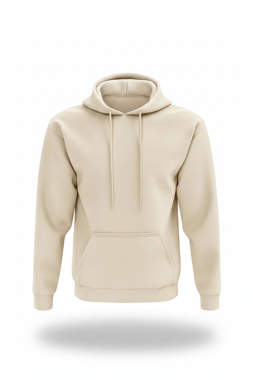 Beige custom branded hoodie for company uniforms and team apparel
