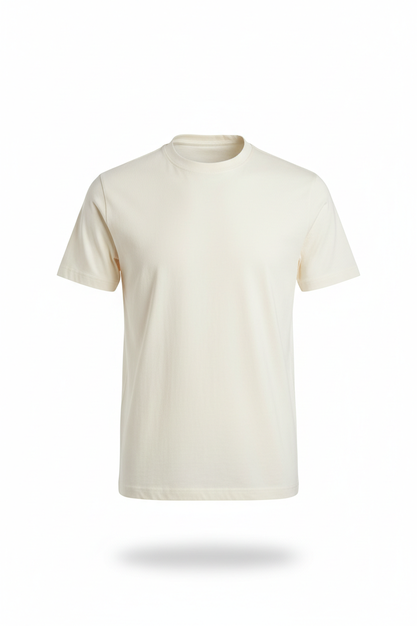 Cream custom branded t-shirt for corporate uniforms and staff apparel