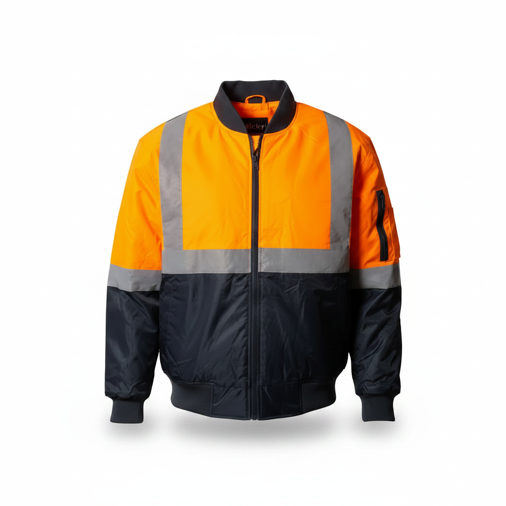 Custom hi-vis bomber jacket for safety workwear and construction crews