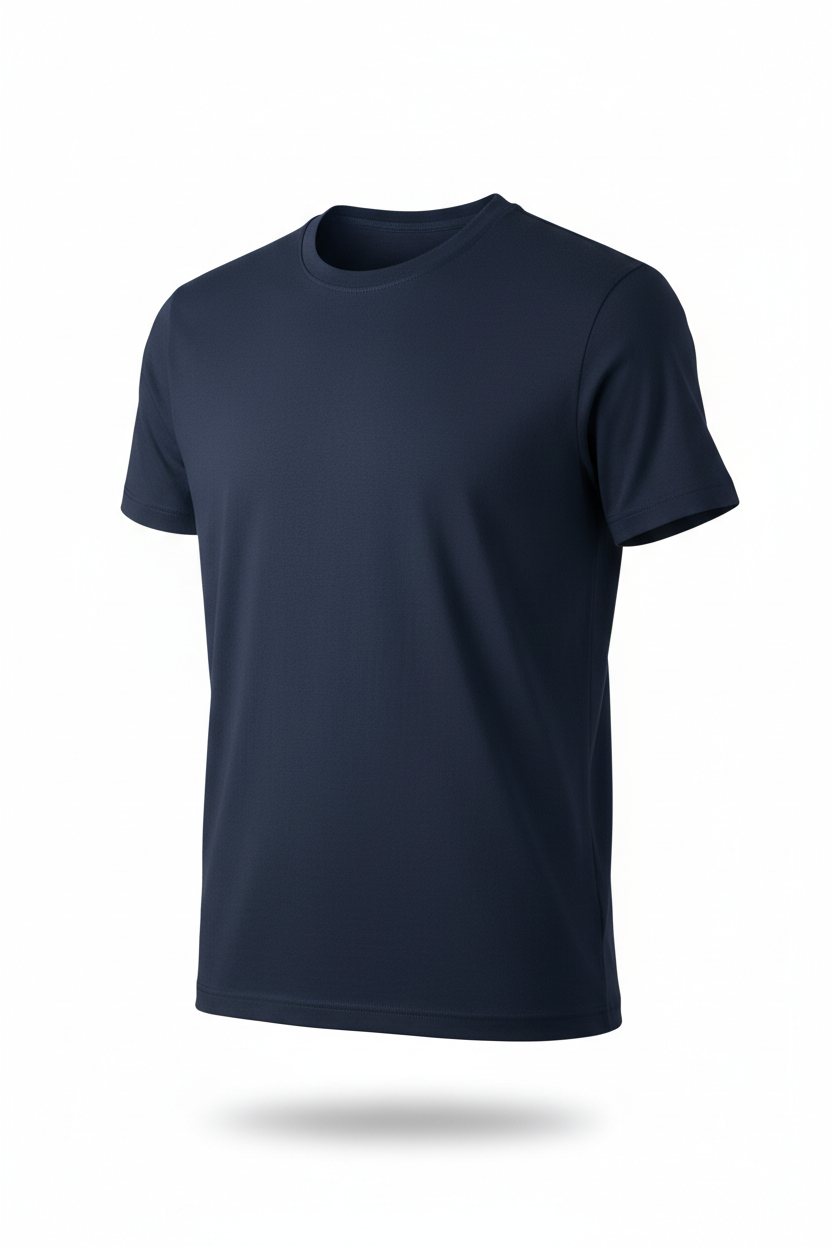 Navy custom t-shirt with logo print for trade and corporate team uniforms